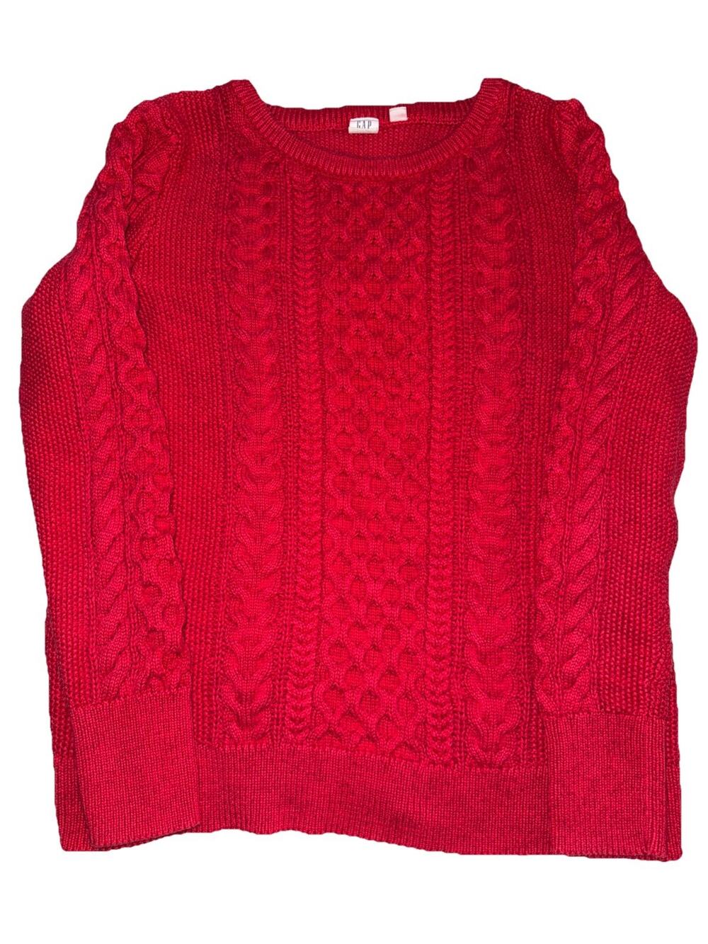 GAP Red Chunky Cable Knit Pullover Sweater Women’s Large 100% Cotton